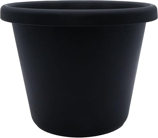 11.5 inch Round Classic Planter - Plastic Plant Pot for Indoor Outdoor Plants Flowers Herbs, Black