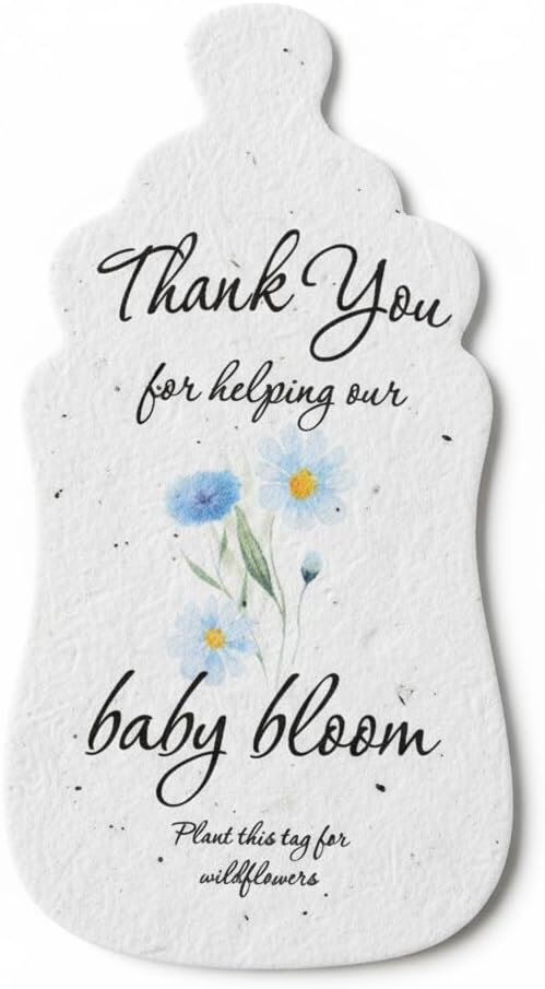 Bottle Shaped Seed Paper – 15Pcs Blue Shower Favors for Guests with Wildflower Seeds, Writable & Plantable, Shower Favor Gifts for Guest