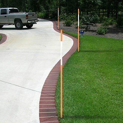 FiberMarker 20 Pcs Reflective Driveway Markers Stakes 48 Inch Orange Driveway Reflectors 1/4 Inch Dia Solid Snow Poles for Snow Plowing