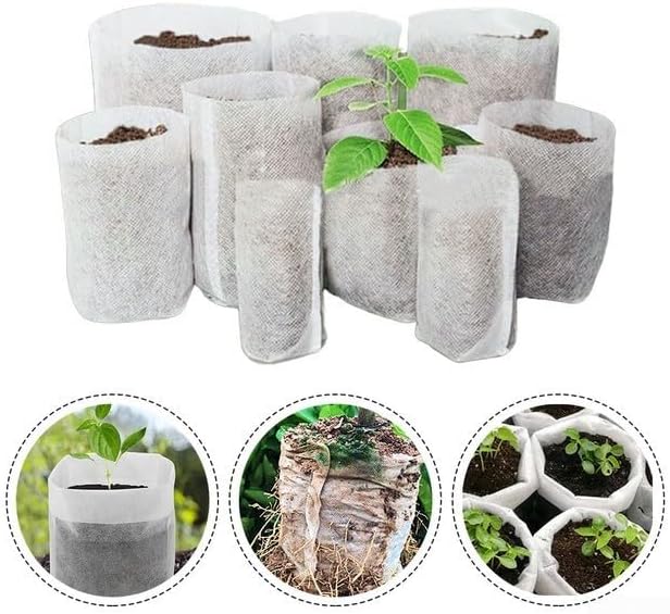 100pcs Plant Nursery Bags, Non-woven Fabric Grow Breeding Bags Flower Pots For Home Garden Accessories (18x20cm Folding)