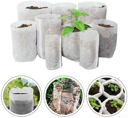 100pcs Plant Nursery Bags, Non-woven Fabric Grow Breeding Bags Flower Pots For Home Garden Accessories (18x20cm Folding)