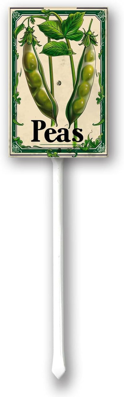 Uptell Vegetable Garden Peas Yard Sign Label With Stake Plant Markers For Outdoor Plants Waterproof 8x12inch Nursery Garden Outdoor Sign