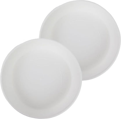 The HC Companies 17.5 Inch Classic Round Plant Saucer, Lightweight UV-Resistant Plastic Outdoor & Indoor Flower Pot Tray, 2-Pack Plant Pot Trays for Garden & Home Decor, White