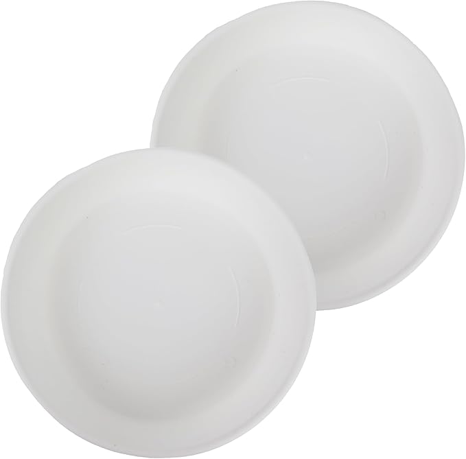 The HC Companies 14 Inch Classic Round Plant Saucer, Lightweight UV-Resistant Plastic Outdoor & Indoor Flower Pot Tray, 2-Pack Plant Pot Trays for Garden & Home Decor, White