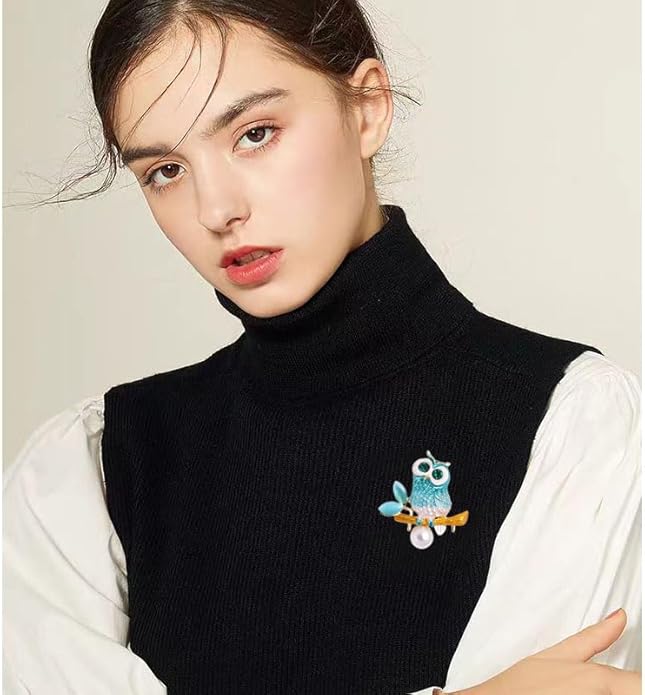 Rhinestone Owl Brooch Pin for Women Cute Big Cartoon Cat Eye Stone Owl Bird Brooch Unique Double Owl Brooch Pin Clothes Bag Hat Dress Jewelry