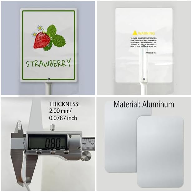 Strawberry Marker Yard Sign with Stakes 4.6in×6in, Sturdy Aluminum Yard Signs, Plant Markers for Vegetable Flowers Plants, Plant Labels Sign, Outdoor Garden Stakes Supplies for Plant