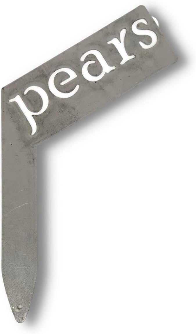 Planter Size Small Metal Garden Plant Vegetable Flower or Herb Markers 13.5 Inches Tall (pears, Raw, Unfinished Steel)