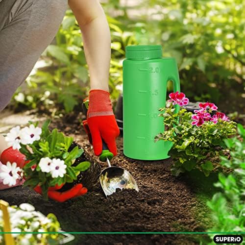 Superio Seed Spreader for Lawn, 2L Handheld Shaker, Dispenser for, Seed, Snow and Ice Melt, Salt, Insect Repellents- Multipurpose Garden Applicator with Adjustable Holes, 68 Oz