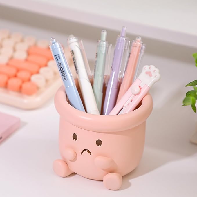 Cute Face Planter Pot, Small Resin Head Planters for Indoor Plants, Funny Smiling Face Flower Pot Succulent Planter with Drainage Hole, Gift IdeaI for Birthday Christmas (Pink)