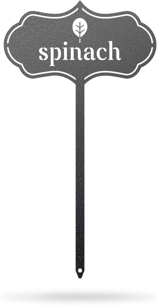 RealSteel Metal Seed & Plant Markers – Elegant Indoor & Outdoor Garden Stakes – Durable Herb, Vegetable & Fruit Plant Labels for Pots, Raised Beds & Greenhouse – Farmhouse Garden Gift - (Spinach)