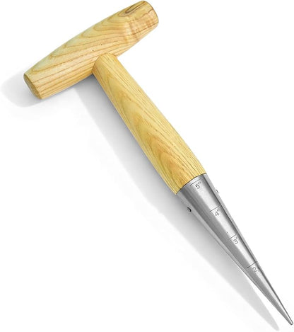 Seed Dibber Hand Dibber Bulb Planter Tool, Stainless Steel Garden Dibber with Wooden Handle for Planting Seeds, Bulbs, Tulips, Daffodils and Flowers