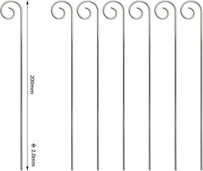 20 Pcs 20cm Silver Plant Label Hooks - Rustproof Deformed Hooks Hanging Rods, Garden Markers Hanger Sign Stake - for Flower Planter Container Accessories