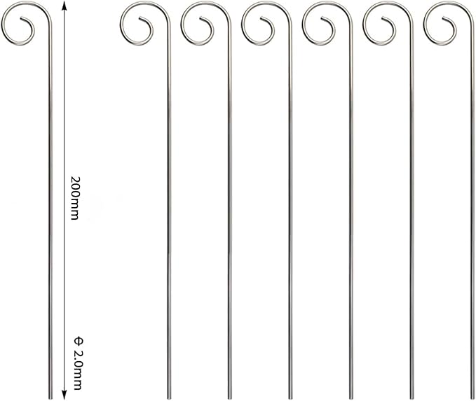 20 Pcs Silver 20cm Plant Label Hooks - Garden Markers Hanger Sign Stake - Rustproof Deformed Hooks Hanging Rods Label with Marker for Flower Planter Container Accessories Outdoor Hanging Brackets