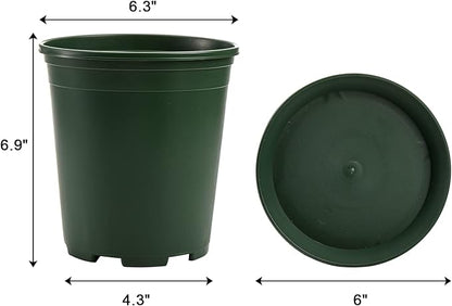 Fasmov 10PCS 1 Gallon Durable Nursery Pot Garden Flower Pots Nursery Plant Container Kit with 10 Pcs Matching Pallets