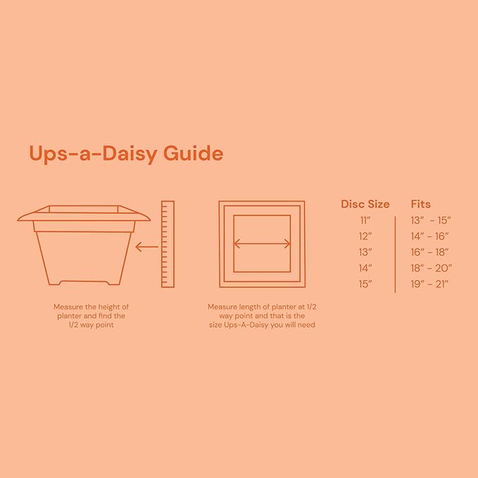 Bloem Ups-A-Daisy Square Planter Insert: 10.75" Wide x 0.75" Thick - Durable Resin Disk, Drainage Holes, Reusable Soil-Saving Planter Insert for Indoor & Outdoor Use