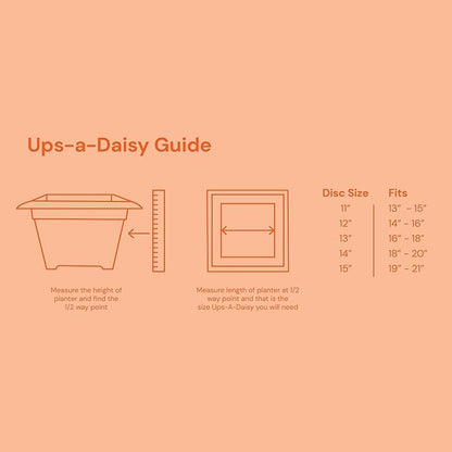 Bloem Ups-A-Daisy Square Planter Insert: 10.75" Wide x 0.75" Thick - Durable Resin Disk, Drainage Holes, Reusable Soil-Saving Planter Insert for Indoor & Outdoor Use