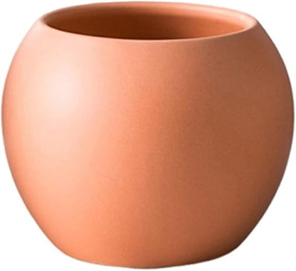 Orange Spherical Ceramic Planter Succulent Small Plant Pots Indoor Modern Round Decorative Indoor-Outdoor Garden Plant Pots with Drainage Holes - Plants Not Included 3.94 x 3.94 x 3.15 Inch