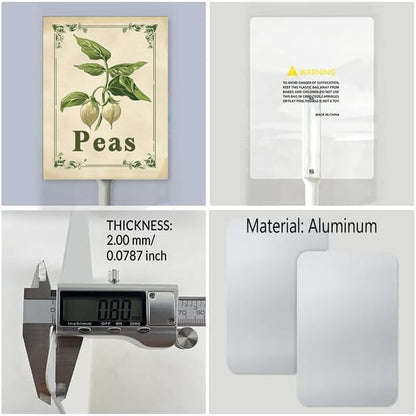 Uptell Vintage Vegetable Signs for Garden with Stake Peas Yard Sign Vegetable Garden Label Stakes Plant Markers for Outdoor Plants Waterproof 8x12inch