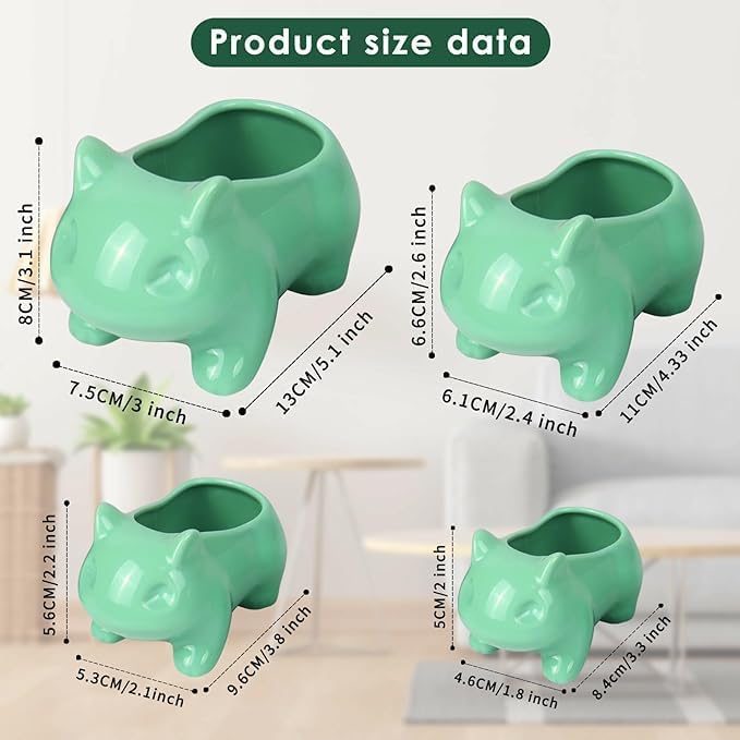 3 Pack Succulent Plant Pots, Ceramic Planters Mini Cute Animal Planters for Potted Plants Cactus Flowers Home Decor Crafts Gifts