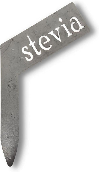 Planter Size Small Metal Garden Plant Vegetable Flower or Herb Markers 13.5 Inches Tall (stevia, Raw, Unfinished Steel)