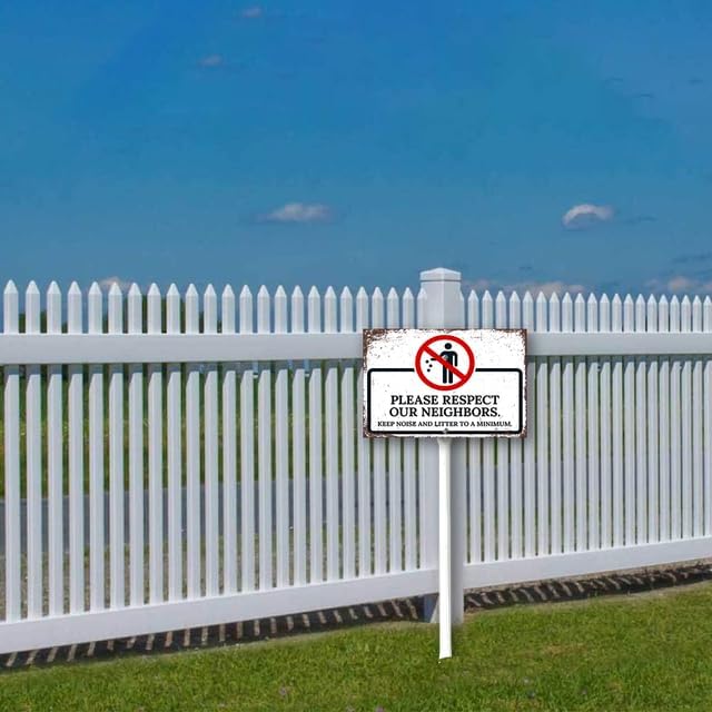 8 x 12 inch Please Respect Our Neighbors Keep Noise And Litter To A Minimum Yard Sign Stakes Outdoor Lawn Yard Signs