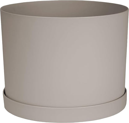 Bloem Mathers 6" Pebble Stone Round Modern Resin Garden Planter Pot with Drainage Holes and Removable Saucer Tray Included