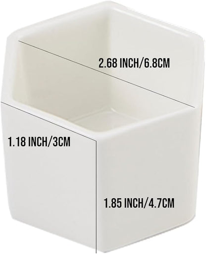 FLOWERPLUS Planter Pots Indoor, 7 Pack 2.75 Inch Modern White Ceramic Small Hex Succulent Cactus Flower Plant Pot with Bamboo Tray for Indoors Outdoor Office Home Garden Kitchen Decor (Hexagon)