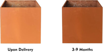 Corten Steel Planter Metal Square Planter 28 Inch Corten Planter Box Tall Cube Rustic Steel Planters for Outdoor Commercial Residential Garden Patio and Backyard