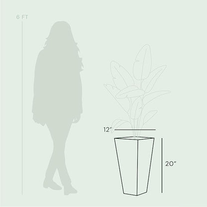 Bloem Finley 20" Tall Square Peppercorn Plastic Resin Planter with Drainage Holes for Indoor and Outdoor Gardening