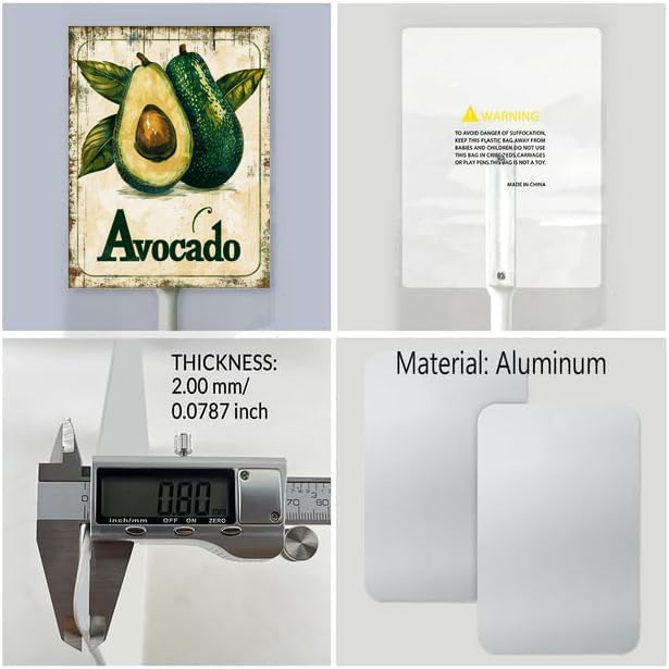 Uptell Vintage Aluminum Avocado Fruit Signs Yard Sign with Stake for Garden Fruit Garden Label Stakes Plant Markers for Outdoor Plants Waterproof 8x12 inch