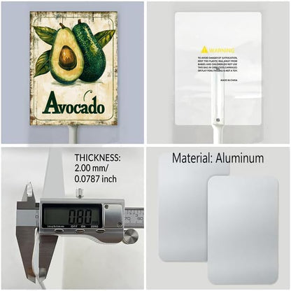 Uptell Vintage Aluminum Avocado Fruit Signs Yard Sign with Stake for Garden Fruit Garden Label Stakes Plant Markers for Outdoor Plants Waterproof 8x12 inch