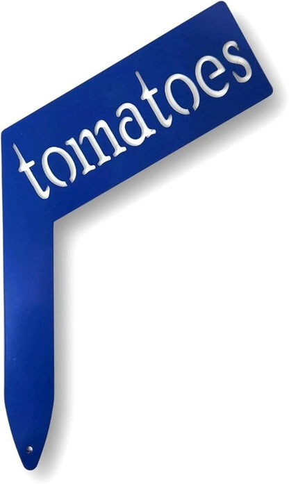 Planter Size Small Metal Garden Plant Vegetable Flower or Herb Markers 13.5 Inches Tall (tomatoes, Blue)