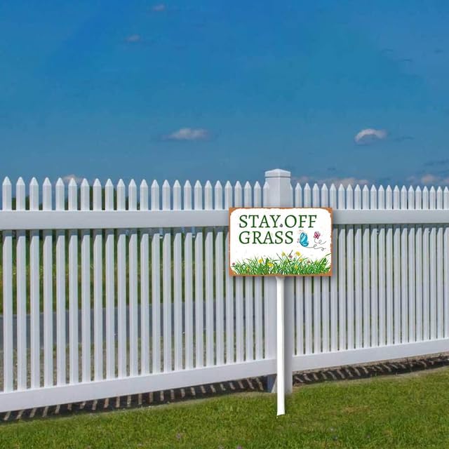 8 x 12 inch Stay Off Grass Yard Sign Stakes Outdoor Lawn Yard Signs