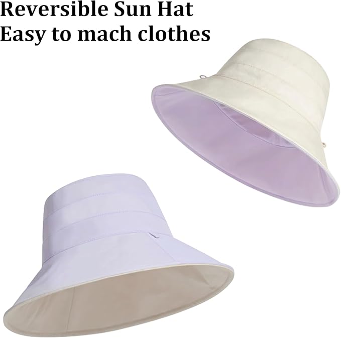 Peicees Wide Brim Sun Hats for Women Reversible Bucket Hat UV Sun Protection Hat UPF 50+ for Beach Travel Hiking Gardening