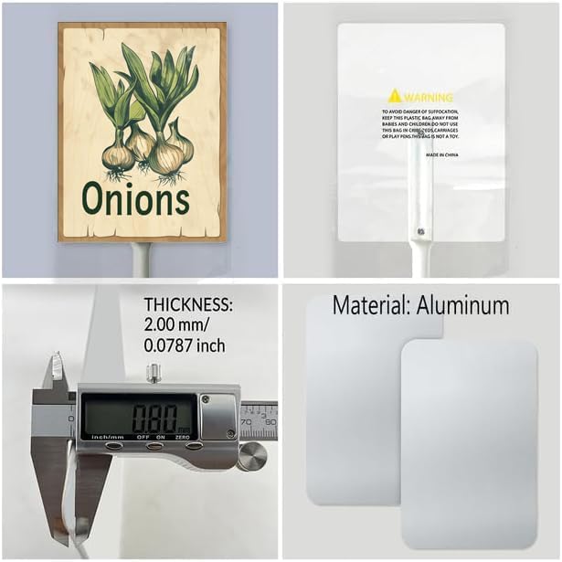 Uptell Vintage Vegetable Signs for Garden with Stake Onions Yard Sign Vegetable Garden Label Stakes Plant Markers for Outdoor Plants Waterproof 8x12inch