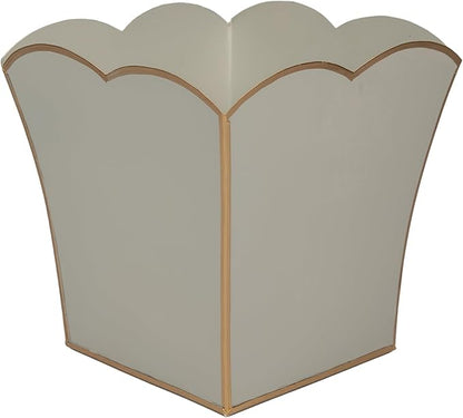 Jaye's Studio Decorative Square Cachepot Flower Pot, House Plant Pot Indoor, Modern Scalloped Planter, Boho Planter, Metal Pot - Floor, Tabletop, Porch & Window Planter for House Decor (Taupe, 8")