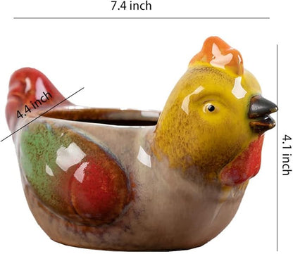 WAIT FLY Cute Animal Ceramic Flower Pot Succulent Planter-Chicken