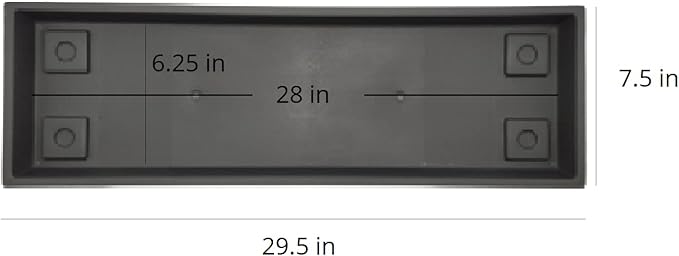 The HC Companies 29.5 Inch Venetian Rectangular Plant Saucer - Indoor Outdoor Plastic Plant Trays for Pots - 29.5"x7.5"x1.3" Warm Gray (Pack of 2)