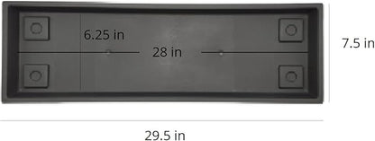 The HC Companies 29.5 Inch Venetian Rectangular Plant Saucer - Indoor Outdoor Plastic Plant Trays for Pots - 29.5"x7.5"x1.3" Warm Gray (Pack of 2)