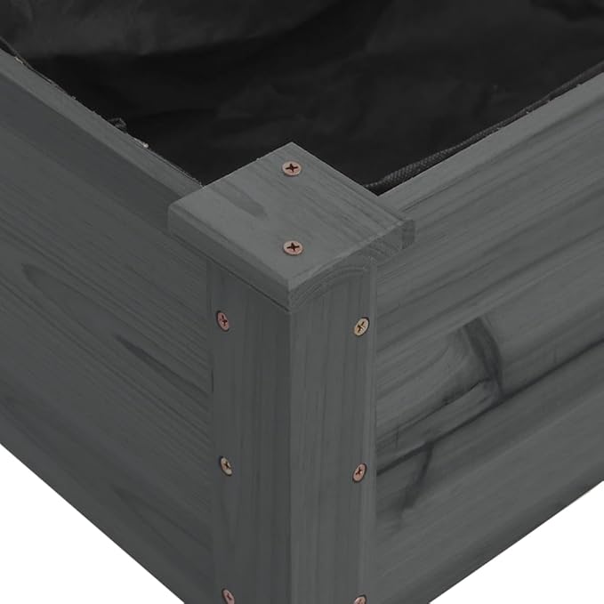 vidaXL Wooden Garden Raised Bed with Liner - 47.2"x17.7"x9.8" Outdoor Rectangular Planter Pot, Solid Fir Wood Construction, Open Bottom for Drainage, Ideal for Patio/Deck Planting