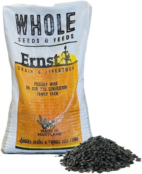 Ernst Grain & Livestock Black Oil Sunflower Seeds - Birdseed for Outside Feeders Wild Bird Food - Ideal Bird Seed for Cardinals, Woodpeckers and More - Non-GMO, 25lb