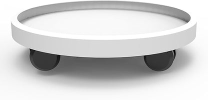 WanderingDonkey 11 Inch Heavy Duty Plant Caddy with Wheels,Rolling Plant Stand Pot Trolley,Wheeled Planter Saucer Tray,Potted Flower Mover Dolly with Casters Round Coaster for Indoor outdoor,White