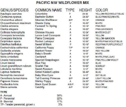 Non GMO Bulk Pacific Northwest Wildflower Seed Mix 25 Species of Wildflower Seeds (1/2 Lb)