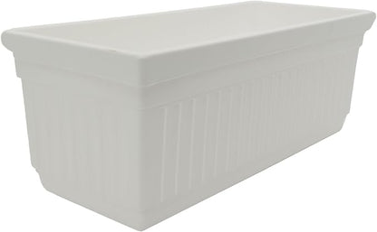 The HC Companies 23.5 Inch Venetian Rectangular Plant Saucer - Indoor Outdoor Plastic Plant Trays for Pots - 23.5"x7.5"x1.3" White