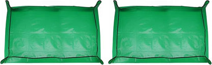 HARFINGTON 2pcs Repotting Mat 39.4" x 59.1" PE Cloth Waterproof Plant Repotting Mat Foldable Portable Gardening Potting Tray with Metal Buckle for Indoor Plant Change Soil Watering, Green