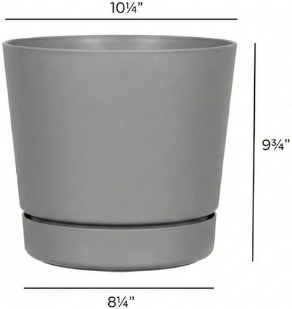 Root & Vessel Majestic Full Depth Round Cylinder Pot, Glossy Gray, 10-Inch (10100)