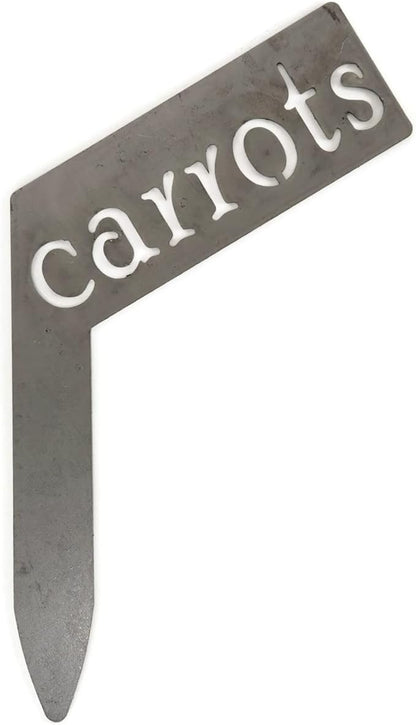 Planter Size Small Metal Garden Plant Vegetable Flower or Herb Markers 13.5 Inches Tall (carrots, Raw, Unfinished Steel)