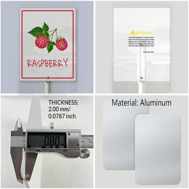 Raspberry Marker Yard Sign with Stakes 8in×12in, Aluminum Garden Signs, Garden Plant Markers Garden Potted Plants Labels for Vegetable Flowers Funny Garden Stakes Decorations