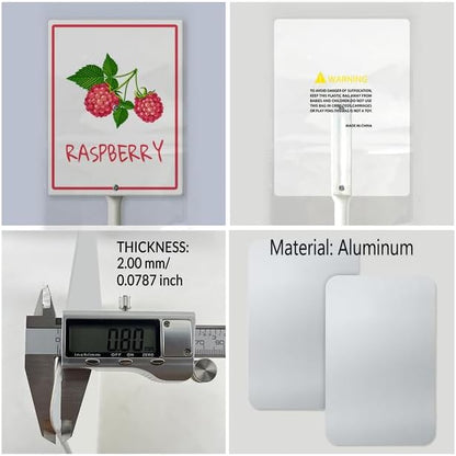 Raspberry Marker Yard Sign with Stakes 4.6in×6in, Aluminum Garden Signs, Garden Plant Markers Garden Potted Plants Labels for Vegetable Flowers Funny Garden Stakes Decorations