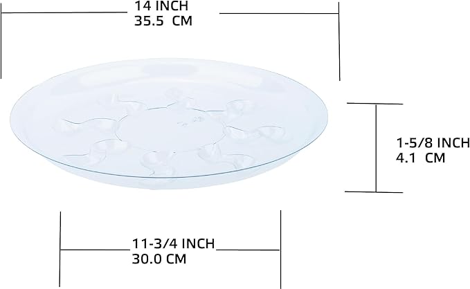 6 Pack Clear PET Plant Drip Tray Plastic Heavy Duty Plant Saucer Drip Trays for pots,Plate Water Catcher, Plant Drainage Tray (14")